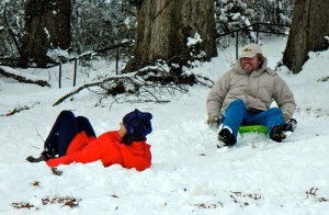 Sledding at Blankenship Field