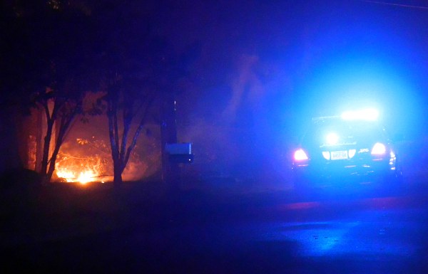 Oak Ridge Police on North Seneca Road at Electric Line Fire