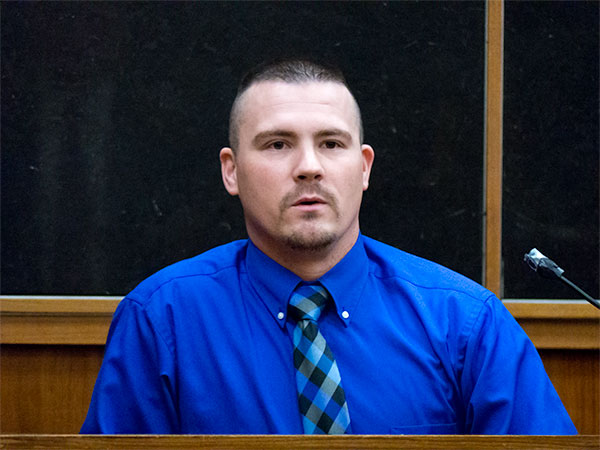 Former Oak Ridge Oak Ridge Police Department Officer Scott Carroll testified Tuesday, Feb. 14, 2017, during the homicide and aggravated assault trial for Lee Harold Cromwell, 68, an Oak Ridge man accused of killing a Knoxville man and injuring others as he backed through a crowded parking lot at the Midtown Community Center after fireworks in Oak Ridge on July 4, 2015. (Photo by John Huotari/Oak Ridge Today)