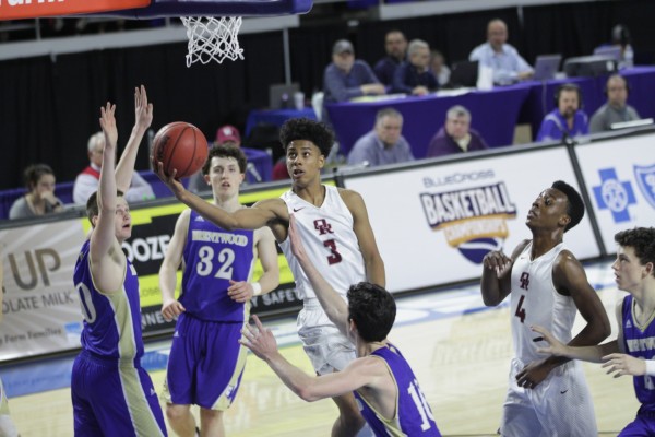Oak Ridge senior Tajion Jones (3) scored six points and had four rebounds during a 53-45 win over Brentwood in a Class AAA boys' state quarterfinal game at Murphy Center in Murfreesboro on Wednesday, March 15, 2017. (Photo by Luther Simmons)