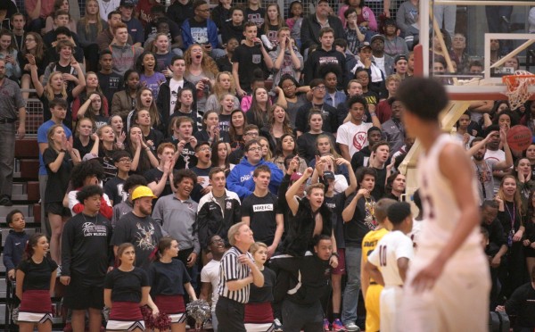 The Oak Ridge High School student section is pictured above during a 90-60 win for the Wildcats in a Class AAA sectional at Wildcat Arena on Monday, March 6, 2017. (Photo by Luther Simmons)
