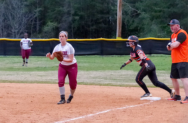 Oak Ridge lost a high-scoring 17-15 softball game to Clinton at home on Thursday, March 30, 2017. (Photo by John Huotari/Oak Ridge Today)