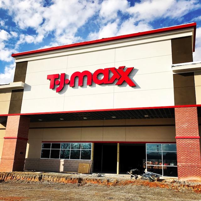 Crews installed a sign on both entrances for the T.J. Maxx store in late March 2017. (Photo courtesy City of Oak Ridge)