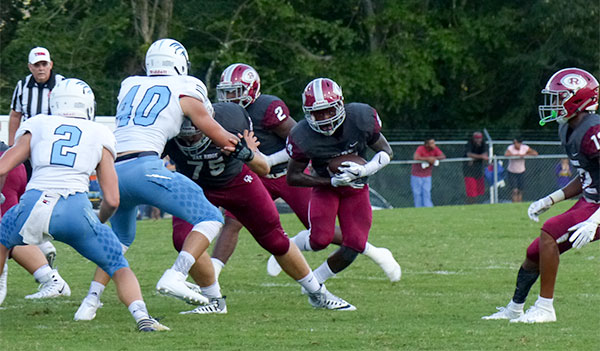 Oak Ridge senior running back Adarius Simpson (24) rushes against Hardin Valley during a 21-20 win on Blankenship Field on Friday, Aug. 18, 2017. (Photo by John Huotari/Oak Ridge Today)