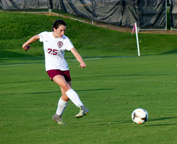 Oak Ridge sophomore Katie O'Brien (25) is pictured above during a 8-0 win over Halls at home on Thursday, Aug. 17, 2017. (Photo by John Huotari/Oak Ridge Today)