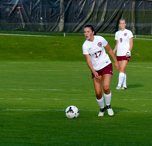 Oak Ridge freshman Lilah Brown (12) is pictured above during a 8-0 win over Halls at home on Thursday, Aug. 17, 2017. (Photo by John Huotari/Oak Ridge Today)