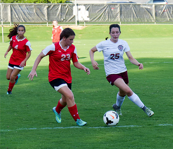 Oak Ridge sophomore Katie O'Brien (25) is pictured above during a 8-0 win over Halls at home on Thursday, Aug. 17, 2017. (Photo by John Huotari/Oak Ridge Today)