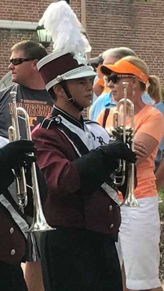 The Oak Ridge High School Wildcat Marching Band performs with the Pride of the Southland Band on Saturday, Sept. 23, 2017, at the University of Tennessee and UMass football game. (Photo courtesy Teresa Ledden)