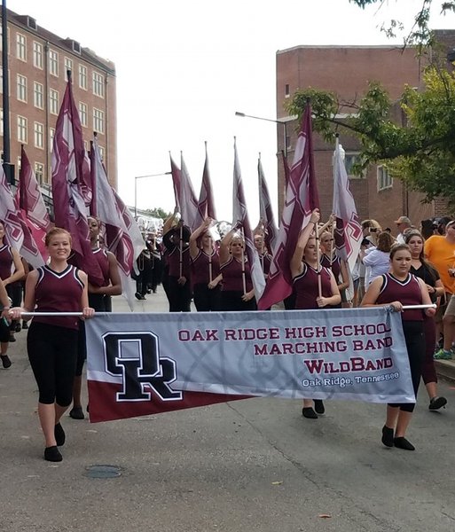 The Oak Ridge High School Wildcat Marching Band performs with the Pride of the Southland Band on Saturday, Sept. 23, 2017, at the University of Tennessee and UMass football game. (Photo courtesy Ginger Meadows)