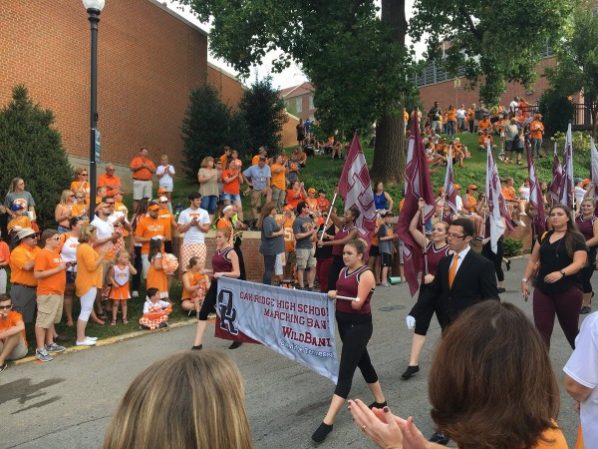 The Oak Ridge High School Wildcat Marching Band performs with the Pride of the Southland Band on Saturday, Sept. 23, 2017, at the University of Tennessee and UMass football game. (Photo courtesy Danny L. Weeks)
