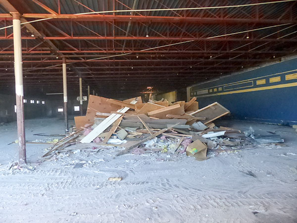 Construction work has started at the new American Museum of Science and Energy at Main Street Oak Ridge. Interior demolition work is under way, and exterior demolition work could start Wednesday. A crew was working at the new AMSE location on Friday, Jan. 5, 2018. (Photo by John Huotari/Oak Ridge Today)