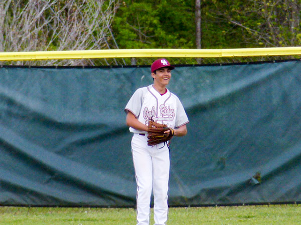 Oak Ridge center fielder Matthew Swigert (15) is pictured above during a 9-1 win over Campbell County at Bobby Hopkins Park in Oak Ridge on Tuesday, April 24, 2018. (Photo by John Huotari/Oak Ridge Today)