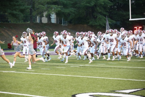 The Oak Ridge Wildcats run onto the field before a 41-13 win at Sevier County on Friday, Sept. 21, 2018. (Photo by Luther Simmons)