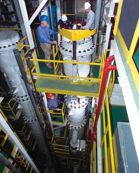 A test stand that can accommodate an American Centrifuge machine that is more than 40 feet tall is pictured above at K-1600 at East Tennessee Technology Park (the former K-25 site) in west Oak Ridge. (Photo courtesy Centrus Energy Corporation)