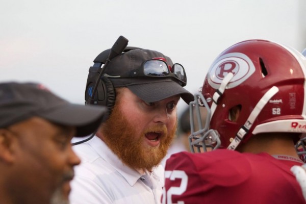 Oak Ridge coaches are pictured talking to Wildcats during a 41-12 win over Dobyns-Bennett on Friday, Aug. 24, 2018. (Photo by Barry Houchin)
