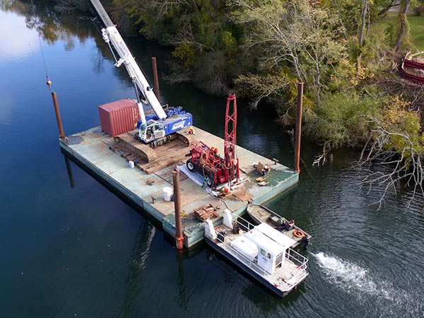 Work is under way on the bridge to replace the Honorable William Everette Lewallen Bridge over the Clinch River on Clinch Avenue between downtown Clinton and South Clinton. The work is pictured above on Tuesday, Oct. 30, 2018. (Photo by John Huotari/Oak Ridge Today)