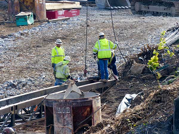 Work is under way on the bridge to replace the Honorable William Everette Lewallen Bridge over the Clinch River on Clinch Avenue between downtown Clinton and South Clinton. The work is pictured above on Tuesday, Oct. 30, 2018. (Photo by John Huotari/Oak Ridge Today)
