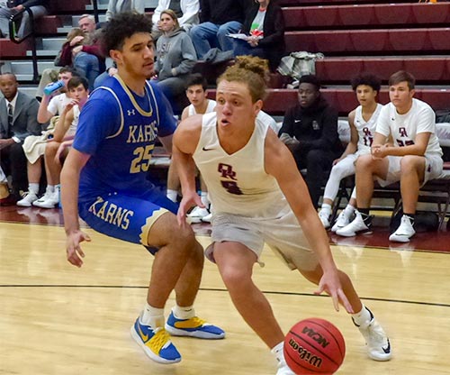 Oak Ridge senior forward Shemar Smith (5) drives against Karns during an 82-65 win over Karns at Wildcat Arena on Tuesday, Dec. 4, 2018. (Photo by John Huotari/Oak Ridge Today)