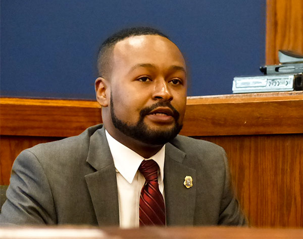 Tennessee Bureau of Investigation Agent John Hannon testifies during a preliminary hearing for Christy Viola Comer, 37, in Anderson County General Sessions Court in Clinton on Tuesday, Jan. 22, 2019. A criminal homicide charge filed against Comer was sent to the Anderson County Grand Jury after the hearing. (Photo by John Huotari/Oak Ridge Today)