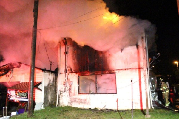 The Oak Ridge Fire Department and other departments helped Oliver Springs fight this fire on West Tri County Boulevard early Wednesday, March 5, 2019. (Photo by Tom Scott)