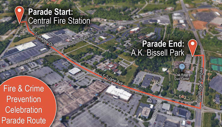 Oak Ridge Fire and Crime Prevention Parade Map 2019
